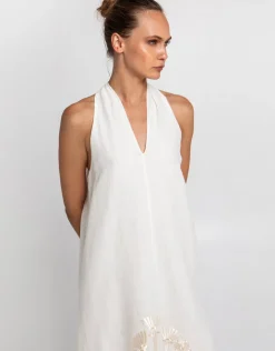 Greek Archaic Kori Crete Midi Dress - Natural and Champagne Online