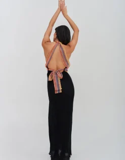 Pitusa Crinkle Halter Dress - Black Fashion