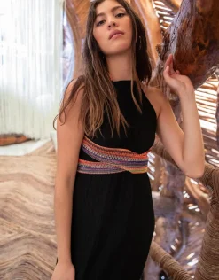 Pitusa Crinkle Halter Dress - Black Fashion