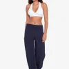 Lauren Ralph Lauren Crinkle Smocked Waist Beach Pant - Dark Navy New