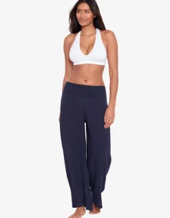 Lauren Ralph Lauren Crinkle Smocked Waist Beach Pant - Dark Navy New