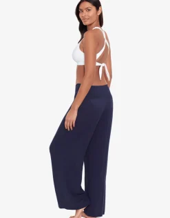 Lauren Ralph Lauren Crinkle Smocked Waist Beach Pant - Dark Navy New