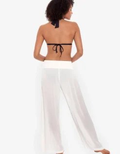 Lauren Ralph Lauren Crinkle Smocked Waist Beach Pant - White Clearance