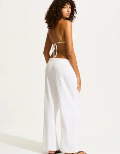 Seafolly Crinkle Twill Beach Pant - White Sale