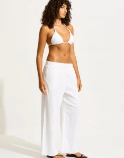 Seafolly Crinkle Twill Beach Pant - White Sale