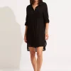 Seafolly Crinkle Twill Beach Shirt - Black Best
