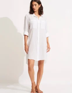 Seafolly Crinkle Twill Beach Shirt - White Sale