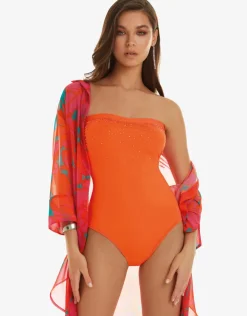 Roidal Cristal Bandeau Swimsuit - Orange Sale