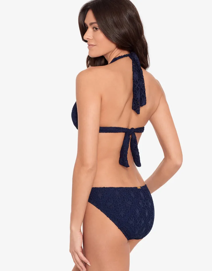 Lauren Ralph Lauren Crochet Rattan Ring Halter Bikini Top - Navy Discount