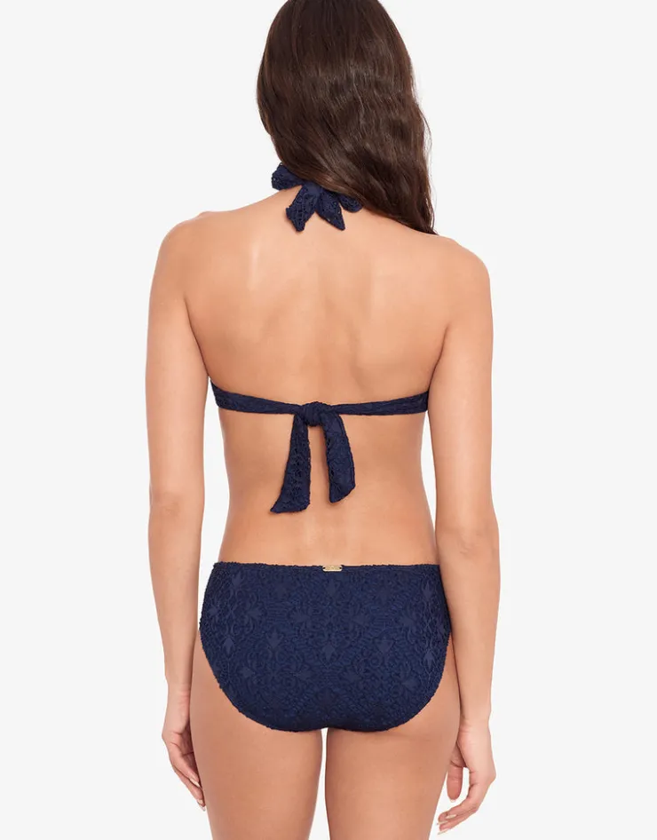 Lauren Ralph Lauren Crochet Rattan Ring Halter Bikini Top - Navy Discount