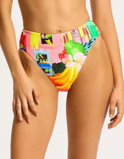 Seafolly Cuba High Rise Bikini Pant - Turquoise Hot