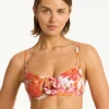 Sea Level Daisyfield Balcony Bikini Top - Coral Hot