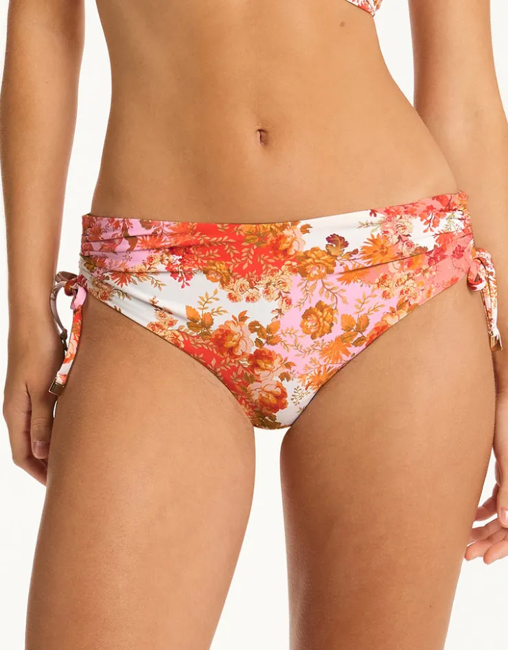 Sea Level Daisyfield Mid Drawstring Bikini Pant - Coral Outlet