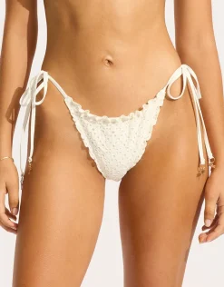 Seafolly Daydreamer Brazillian Tie Side Bikini Pant - Vanilla Hot