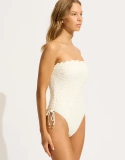 Seafolly Daydreamer DD Bandeau Swimsuit - Vanilla New