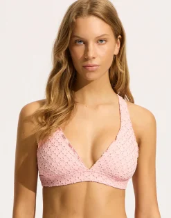 Seafolly Daydreamer Multi Fit Longline Tri Bikini Top - Dusty Pink Outlet