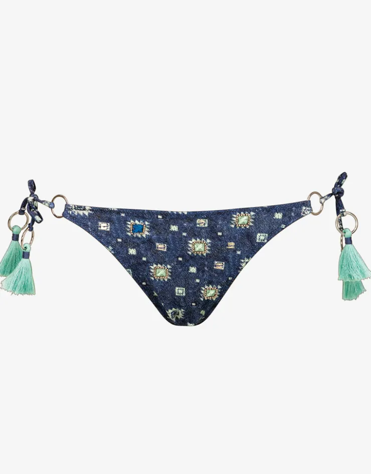 Watercult Denim Cues Ring Tie Bikini Pant New
