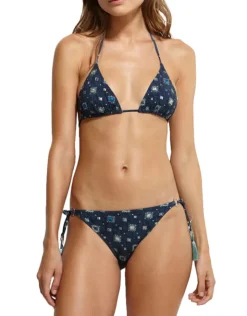 Watercult Denim Cues Ring Tie Bikini Pant New