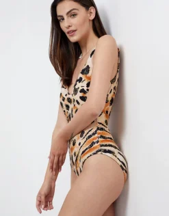 Gottex Diana V Neck Swimsuit - Animal Hot