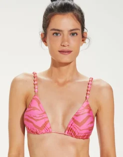 ViX Paula Hermanny Diani Beads Parallel Tri Bikini Top - Pink Sale