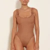 Hunza G Domino Swimsuit - Metallic Cocoa Best