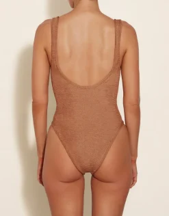 Hunza G Domino Swimsuit - Metallic Cocoa Best