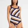 Nuria Ferrer Doris High Front Swimsuit - Stripe Sale