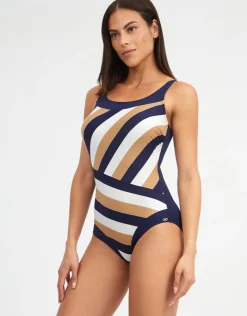 Nuria Ferrer Doris High Front Swimsuit - Stripe Sale