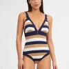 Nuria Ferrer Doris Plunge Swimsuit - Stripe Best
