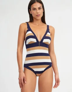 Nuria Ferrer Doris Plunge Swimsuit - Stripe Best