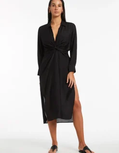 Jets Dorsay Wrap Kaftan - Black Sale
