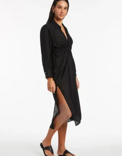 Jets Dorsay Wrap Kaftan - Black Sale