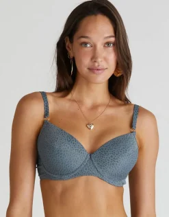 Aqua Blu Dove Emily Moulded Bikini Top - Dove Grey Clearance