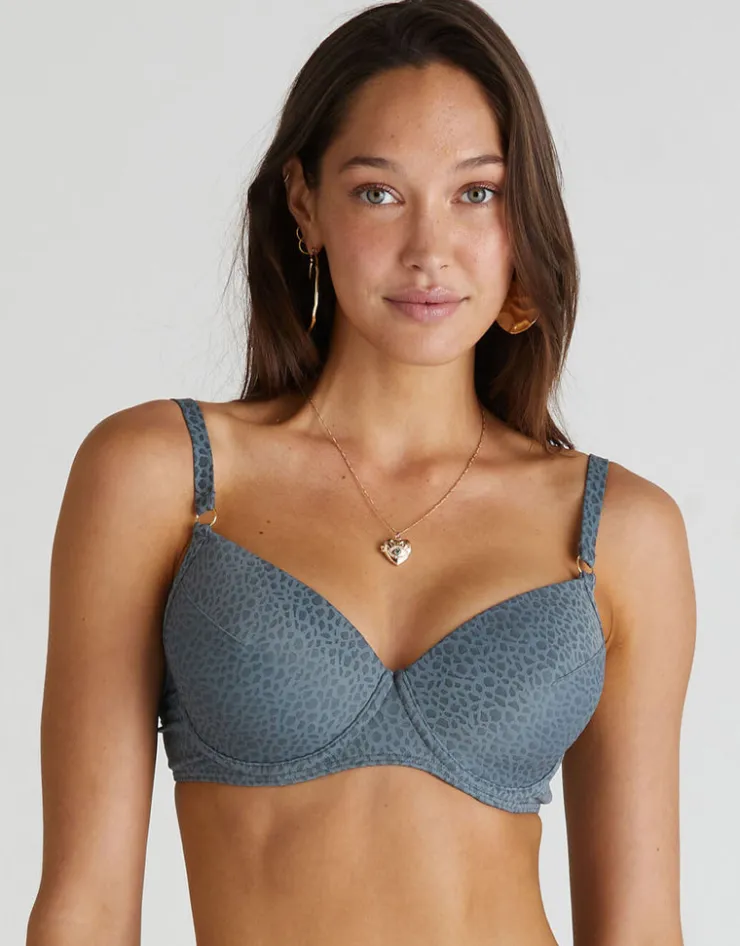Aqua Blu Dove Emily Moulded Bikini Top - Dove Grey Clearance