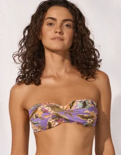 Watercult Dreamscape Tropics Twist Bandeau Bikini Top - Lilac Pastel Hot