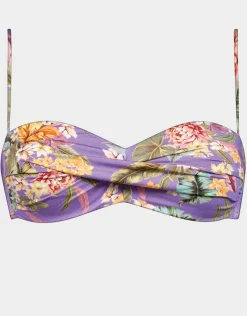 Watercult Dreamscape Tropics Twist Bandeau Bikini Top - Lilac Pastel Hot