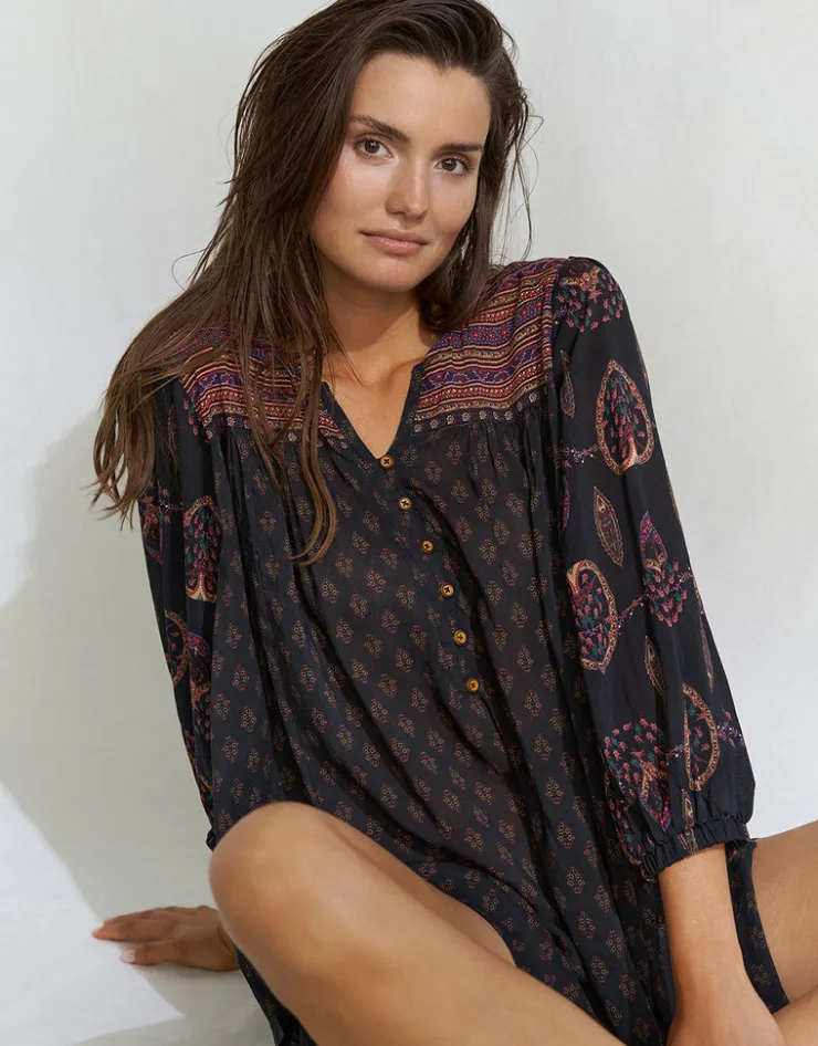 Watercult Eclectic Flames Tunic - Black Clearance