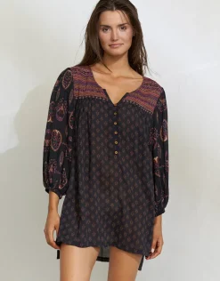 Watercult Eclectic Flames Tunic - Black Clearance