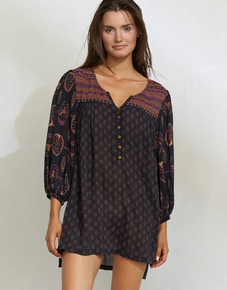 Watercult Eclectic Flames Tunic - Black Clearance