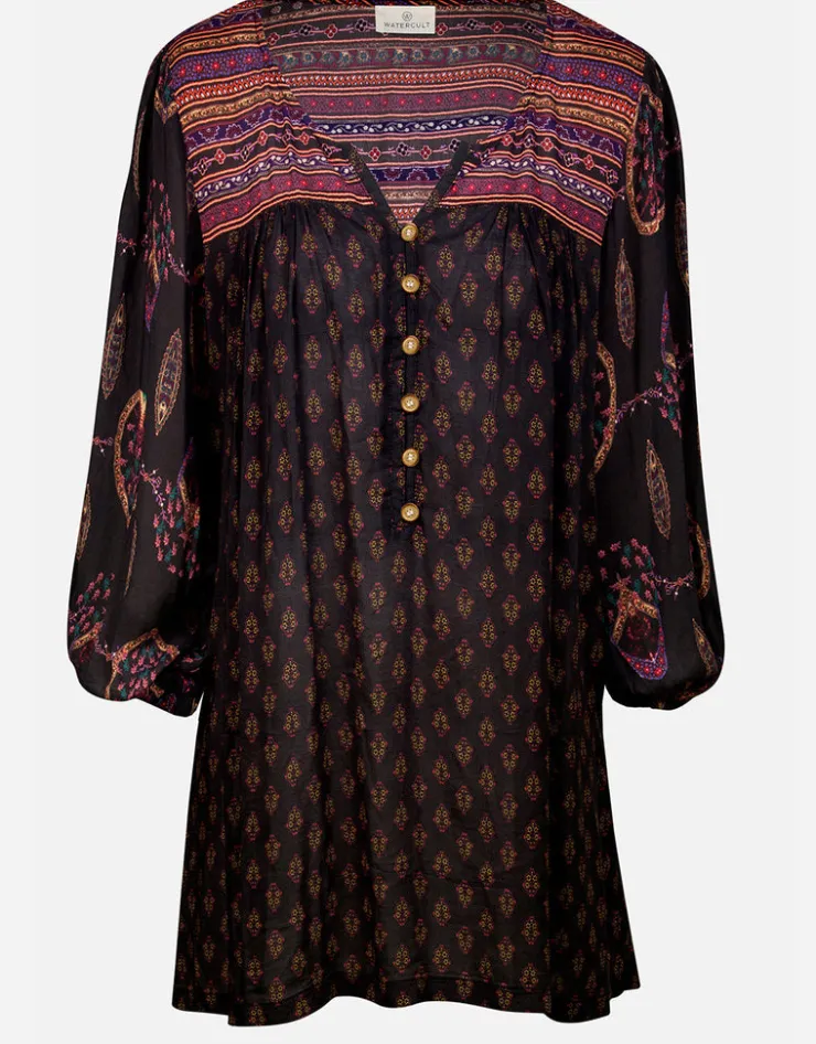 Watercult Eclectic Flames Tunic - Black Clearance