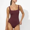 Lidea Eco Shape Square Neck Swimsuit - Dark Cherry Outlet
