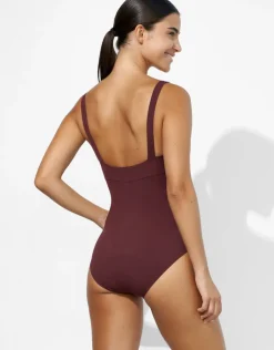 Lidea Eco Shape Square Neck Swimsuit - Dark Cherry Outlet