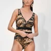Maryan Mehlhorn Edge V Neck Swimsuit - Tiger Camo Clearance