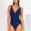 Maryan Mehlhorn Elements Plunge Ruched Front Swimsuit - Indigo Online