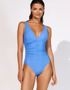Maryan Mehlhorn Elements Plunge Ruched Front Swimsuit - Air Fashion