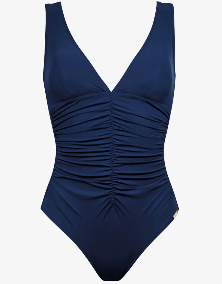 Maryan Mehlhorn Elements Plunge Ruched Front Swimsuit - Indigo Online