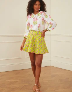 Pink City Prints Elsie Mini Skirt - Lime Tulip Sale