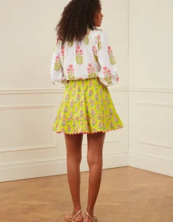 Pink City Prints Elsie Mini Skirt - Lime Tulip Sale
