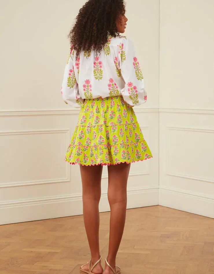 Pink City Prints Elsie Mini Skirt - Lime Tulip Sale