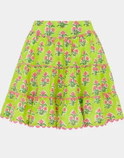Pink City Prints Elsie Mini Skirt - Lime Tulip Sale